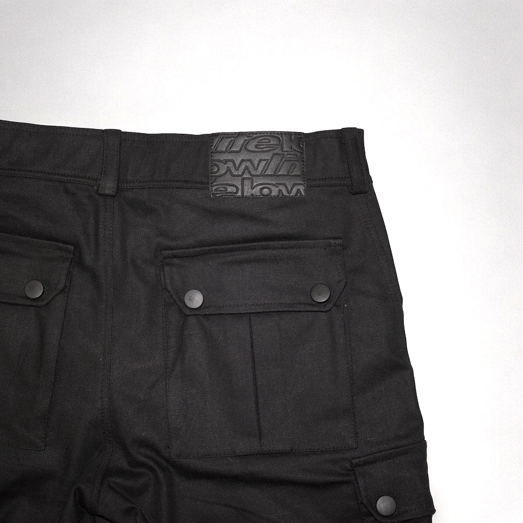 Waxed Tapered Utility Cargo Denim Black