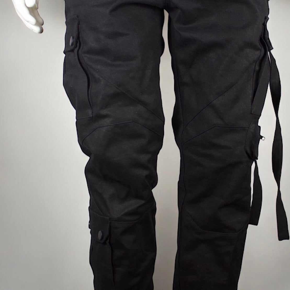 Waxed Tapered Utility Cargo Denim Black