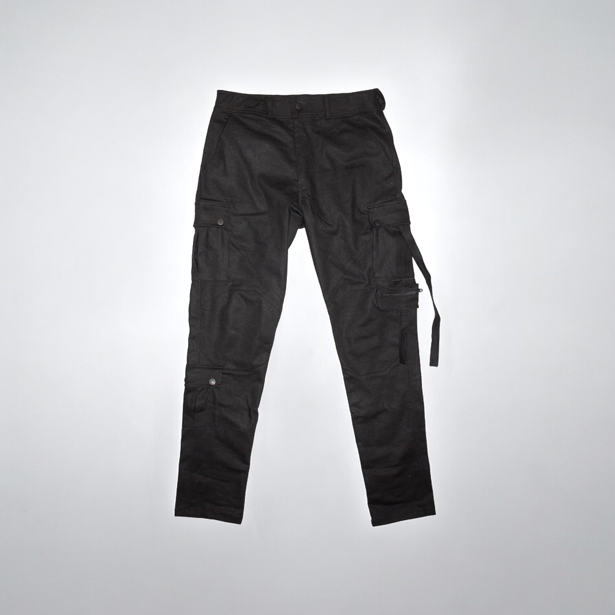 Waxed Tapered Utility Cargo Denim Black